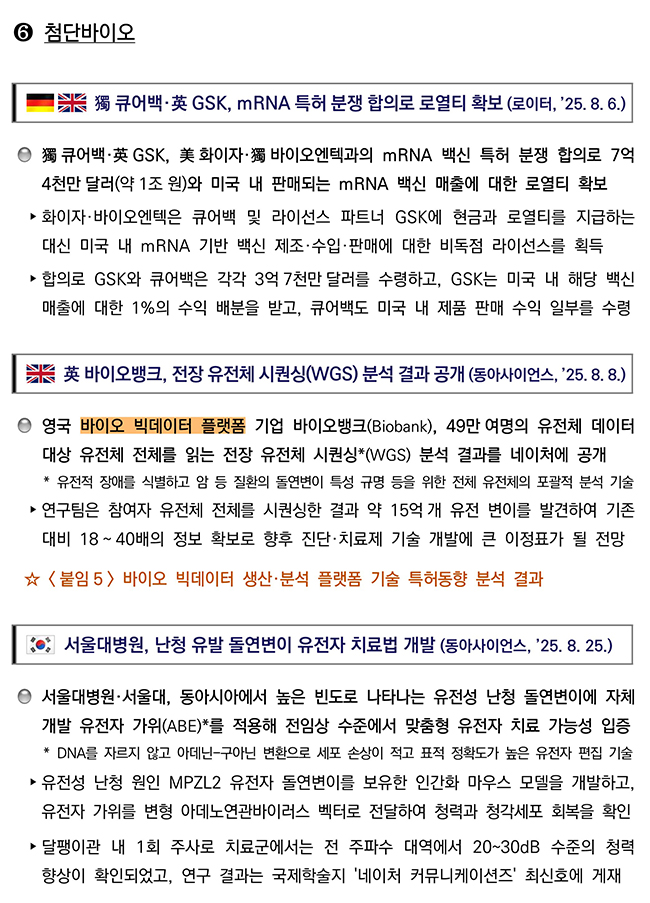 첨단전략산업 기술 분야별 동향 첨단바이오 분야 이미지