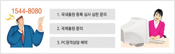 1544-8080, 1.국내출원 등록 심사 심판 문의 2.국제출원 문의 3.PC원격상담 예약
